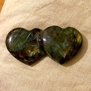 Crystal double heart Labradorite
